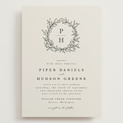"leafy wreath" - Wedding Invitations in Cotton by Kate Ahn - Front