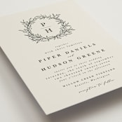 "leafy wreath" - Wedding Invitations in Cotton by Kate Ahn - Detail