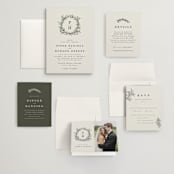 "leafy wreath" - Wedding Invitations in Cotton by Kate Ahn - Invitation Suite