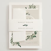 "Watermark" - Wedding Invitations in Cypress by Kaydi Bishop - Assembled with Belly Band