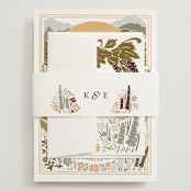 "Valley of the Moon" - Wedding Invitations in Sage by Shiny Penny Studio - Assembled with Belly Band