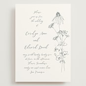 "Sketched Florals" - Wedding Invitations in Storm by Baumbirdy - Front