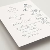 "Sketched Florals" - Wedding Invitations in Storm by Baumbirdy - Detail