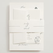 "Sketched Florals" - Wedding Invitations in Storm by Baumbirdy - Assembled with Belly Band