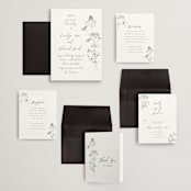 "Sketched Florals" - Wedding Invitations in Storm by Baumbirdy - Invitation Suite