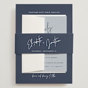"Marked" - Wedding Invitations in Navy by JoAnn Jinks - Assembled with Belly Band