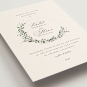 "Green Wreath" - Wedding Invitations in Champagne by Lori Wemple - Detail