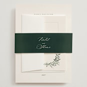 "Green Wreath" - Wedding Invitations in Champagne by Lori Wemple - Assembled with Belly Band