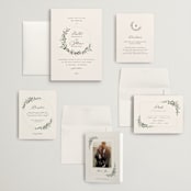 "Green Wreath" - Wedding Invitations in Champagne by Lori Wemple - Invitation Suite