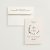 "Green Wreath" - Wedding Invitations in Champagne by Lori Wemple - Invitation with Envelope