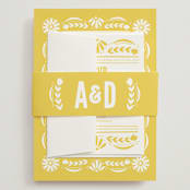 "Pretty Picado" - Wedding Invitations in Sunshine by Jessie Steury - Assembled with Belly Band