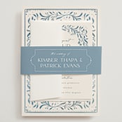 "Porcelain" - Wedding Invitations in Delft Blue by Ashley DeMeyere - Assembled with Belly Band