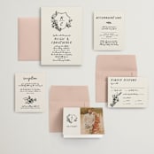 "Botanical Crest" - Wedding Invitations in Ink by Kelly Watkins - Invitation Suite