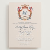 "Swan Crest" - Wedding Invitations in Royal by Cass Loh - Front