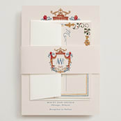 "Swan Crest" - Wedding Invitations in Royal by Cass Loh - Assembled with Belly Band