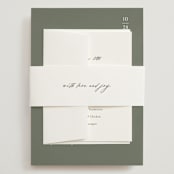 "Modern Bookmark" - Wedding Invitations in Cactus by Jill Means - Assembled with Belly Band