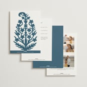 "Kantha Quilt" - Wedding Invitations in Indigo by Nazia Hyder - Back of Card Options