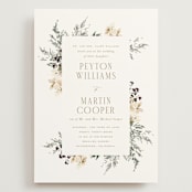 "Sprigs of Joy" - Wedding Invitations in Pearl by Leah Bisch - Front