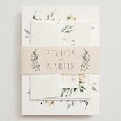 "Sprigs of Joy" - Wedding Invitations in Pearl by Leah Bisch - Assembled with Belly Band