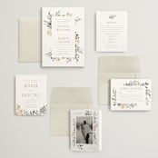 "Sprigs of Joy" - Wedding Invitations in Pearl by Leah Bisch - Invitation Suite