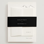 "Sketched Mountains" - Wedding Invitations in Snow by Mere Paper - Assembled with Belly Band