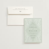 "Fairy Forest" - Wedding Invitations in Sage by Kristen Knechtel - Invitation with Envelope