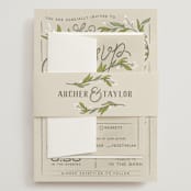 "Rustic Love" - Wedding Invitations in Parchment by GeekInk Design - Assembled with Belly Band