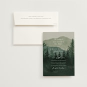 "The Forest" - Wedding Invitations in Jade by Elly - Invitation with Envelope