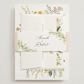 "Organic Florals" - Wedding Invitations in Blush by Susan Moyal - Assembled with Belly Band