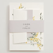 "mimosa" - Wedding Invitations in Dandelion by Everett Paper Goods - Assembled with Belly Band
