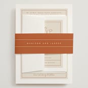 "Modern Ticket" - Wedding Invitations in Rust by Alethea and Ruth - Assembled with Belly Band