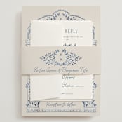 "Pavilion" - Wedding Invitations in Navy by Petra Kern - Assembled with Belly Band