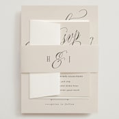"Mirin" - Wedding Invitations in Linen by Kate Ahn - Assembled with Belly Band