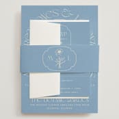 "Flora Arch" - Wedding Invitations in Cerulean by Baumbirdy - Assembled with Belly Band