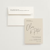 "Signed" - Wedding Invitations in Champagne by JoAnn Jinks - Invitation with Envelope