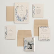 "Wildflower Wreath" - Wedding Invitations in Sky by Grace Kreinbrink - Invitation Suite