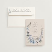 "Wildflower Wreath" - Wedding Invitations in Sky by Grace Kreinbrink - Invitation with Envelope
