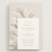 "Pampas & Palms" - Wedding Invitations in Ash by Kaydi Bishop - Front