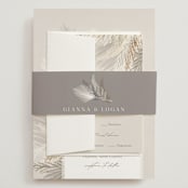 "Pampas & Palms" - Wedding Invitations in Ash by Kaydi Bishop - Assembled with Belly Band