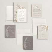 "Pampas & Palms" - Wedding Invitations in Ash by Kaydi Bishop - Invitation Suite