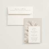 "Pampas & Palms" - Wedding Invitations in Ash by Kaydi Bishop - Invitation with Envelope