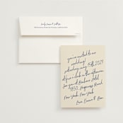 "Handwritten Letter" - Wedding Invitations in Blue Velvet by Helena Vitto - Invitation with Envelope