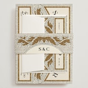 "Floral mosaic" - Wedding Invitations in Sand by GeekInk Design - Assembled with Belly Band