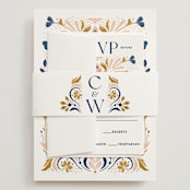 "modern folk" - Wedding Invitations in Blush by GeekInk Design - Assembled with Belly Band