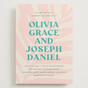 "The Palm" - Wedding Invitations in Flamingo by Pixel and Hank - Front
