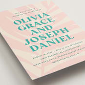 "The Palm" - Wedding Invitations in Flamingo by Pixel and Hank - Detail