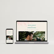 "The Palm" - Wedding Invitations in Flamingo by Pixel and Hank - FREE Wedding Website