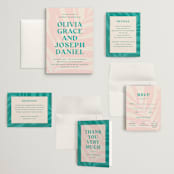 "The Palm" - Wedding Invitations in Flamingo by Pixel and Hank - Invitation Suite