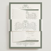 "Ornate sketched frame" - Wedding Invitations in Forest by Jackie Crawford - Assembled with Belly Band
