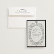 "Ornate sketched frame" - Wedding Invitations in Latte by Jackie Crawford - Invitation with Envelope